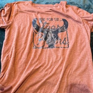Orange Graphic Tee with Bull Design